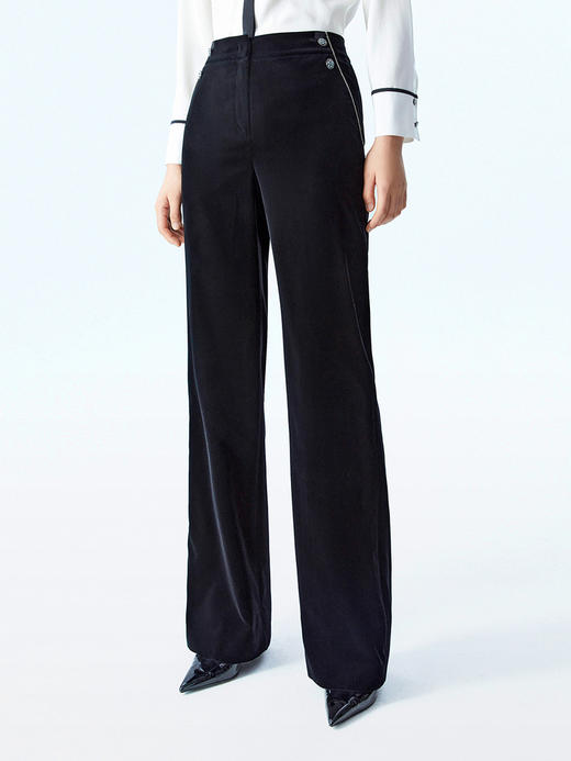 L1朗姿 高腰法式黑色丝绒显瘦长裤 职业西裤 LCSP03VPT131 商品图3