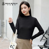 秋冬新款韩版半高领荷叶边长袖修身女款上衣打底衫天然纤维纯色T恤SZ2690 商品缩略图1