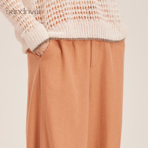 羊绒抽绳束脚休闲女裤SJF95W657W 商品图1