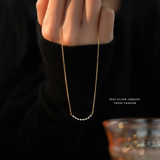 【舞纱】S925银一字微笑锆石项链【YXS-F1671】 商品图3