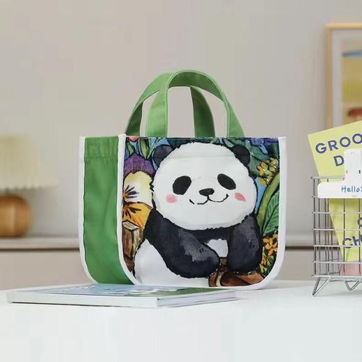 【熊猫手提包】卡通国宝熊猫帆布包  水桶形状手拎便当包  外出妈咪包上班手提包 商品图7