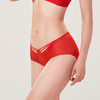 都市丽人薄透丝滑蕾丝+泳布三角女士内裤纯色内裤新年本命年红品YP32A2 商品缩略图1