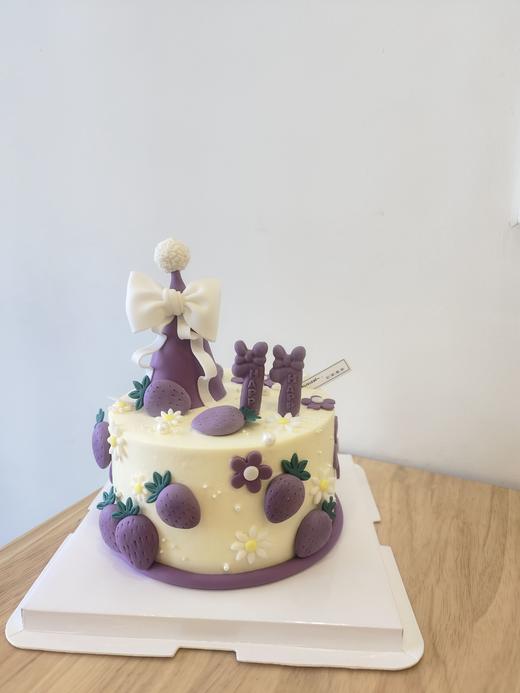 「女孩」紫色系翻糖  蝴蝶结蛋糕 商品图0