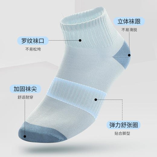 雅黛丽袜子夏季男棉质透气撞色短袜高弹运动春秋潮款男士袜5双装 商品图2
