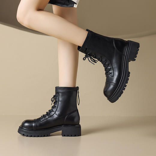 ZHR马丁靴女2024秋冬新款率性风潮酷时尚短靴简约百搭休闲瘦瘦靴 商品图2
