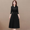 秋季新款，针织裙拼结假两件中长裙长袖A字裙纯色连衣裙QYM-XY-23LX521-Y 商品缩略图6