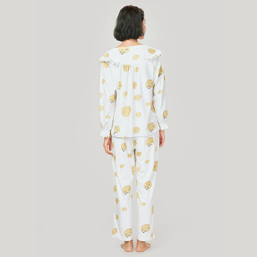 都市丽人好睡好眠女士睡衣坑条数码印花海岛绒厚款长袖长裤类家居服套装LH32K8 商品图2