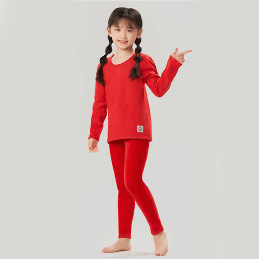 都市丽人强暖保暖衣女负15至负5度适穿静电复合绒童装保暖衣加厚款套装新年本命年红品JW32A5 商品图3