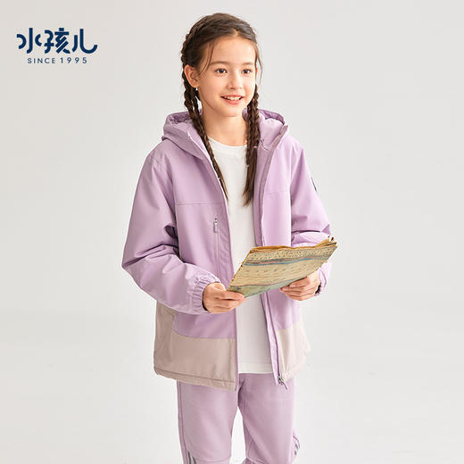 水孩儿童装2023秋冬新款男童风衣防风挺括摇粒绒亲肤保暖女童外套 商品图2