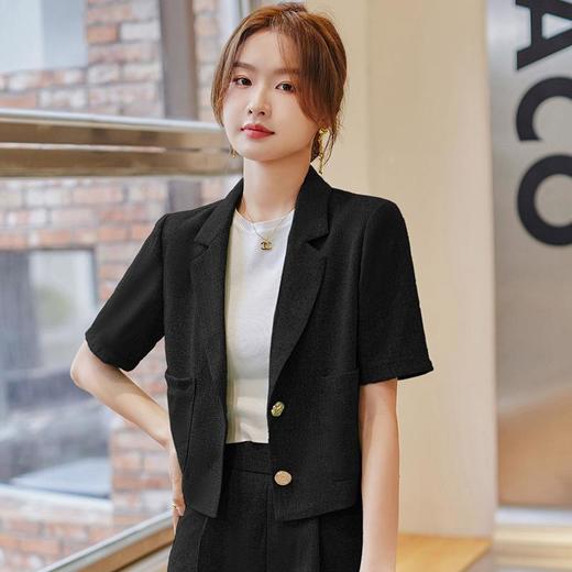 娜璐多 时尚洋气小西装外套女2023夏季韩版气质通勤小个子两件套西服套装 商品图2