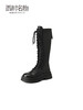 西村名物2023秋季新品系带长筒骑士靴不过膝长靴粗腿厚底女T23DQ45821 商品缩略图1