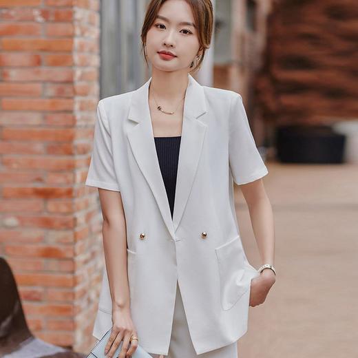 娜璐多 绿色西装外套女夏季薄款2023新款小个子气质休闲短袖职业西服套装 商品图2