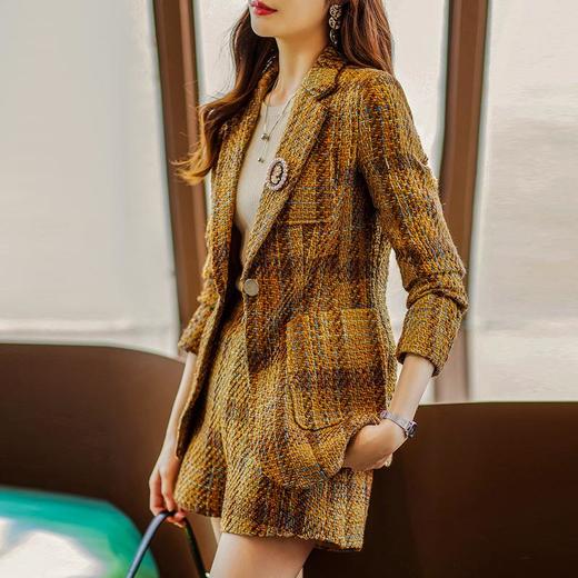 娜璐多 西装套装女新款秋季复古格子法式名媛高级感小洋装通勤外套两件套 商品图1