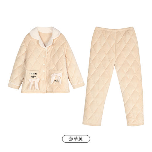 都市丽人法兰绒夹棉女士加厚款长袖长裤类家居服套装LH31F7 商品图11