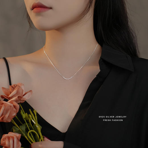 【舞纱】S925银一字微笑锆石项链【YXS-F1671】 商品图2