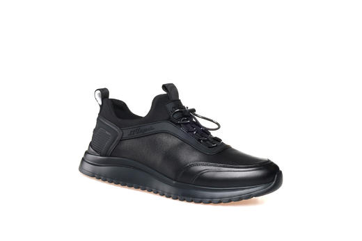 豪麟名鞋都彭男鞋羊皮革+牛皮革+织物休闲鞋E32211765黑色 商品图0