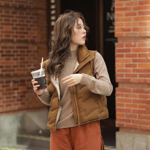 绽放754朵/甜心羽绒马甲95%波兰白鹅绒插袋2023新款百搭羽绒背心 商品图2