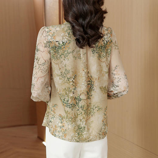 AHMymd6362 法式减龄碎衬衫女2023秋季新款简约时尚百搭优雅通勤上衣 商品图2