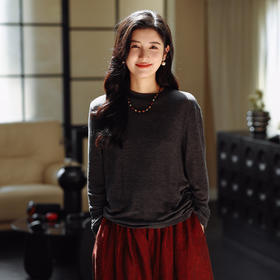 绽放683朵/高端全羊毛打底衫2023秋冬半高领正肩长袖弹力T恤