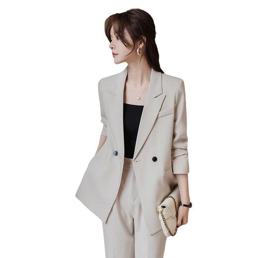 娜璐多 英伦风通勤套装女2023秋季新款高级感气质休闲时尚红色西装两件套 商品图4