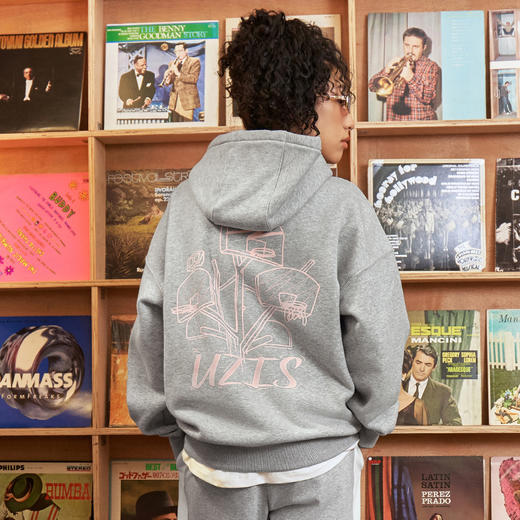 有志者UZIS 美式篮球运动卫衣男秋冬重磅抓绒保暖连帽套头衫[共生 商品图2