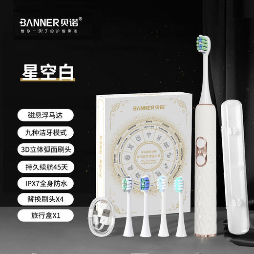 礼盒装【不止颜值高！实力更加出圈】中性声波磁悬浮电动牙刷成人款礼品软毛电动牙刷头lm 商品图9