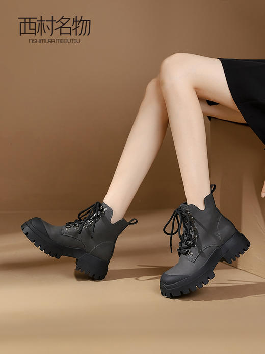 西村名物2023秋季新品复古工装时装靴网红时尚大黄靴马丁靴T23DS45951 商品图2