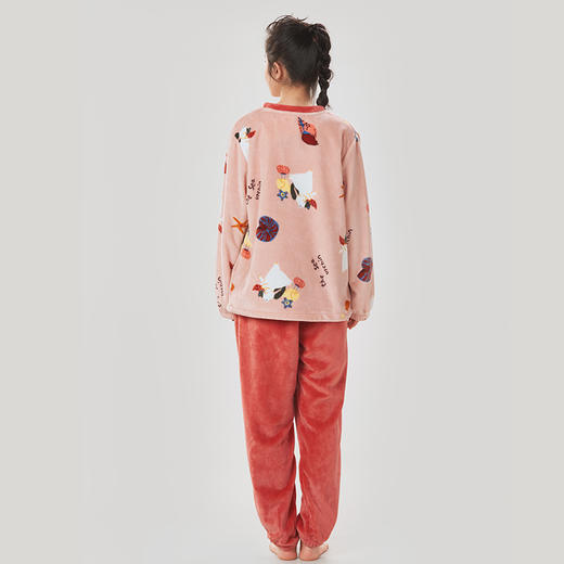 都市丽人眯雅佳双面法兰绒女士厚款长袖长裤类家居服套装LH32H7 商品图2