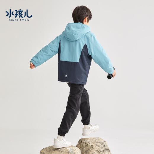 水孩儿童装2023秋冬新款男童风衣防风挺括摇粒绒亲肤保暖女童外套 商品图5