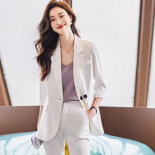 娜璐多 设计感后开叉西装外套小脚裤两件套女春夏新款高级感宽松套装女潮 商品图2