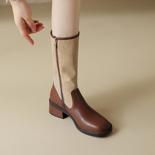 时尚个性，时尚撞色粗跟中筒靴ML-m1731 商品图9