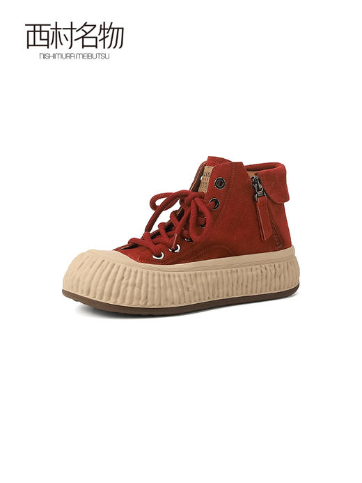 西村名物2023秋季新款真皮系带丑萌松糕大头娃娃马丁靴T23DS44181 商品图1