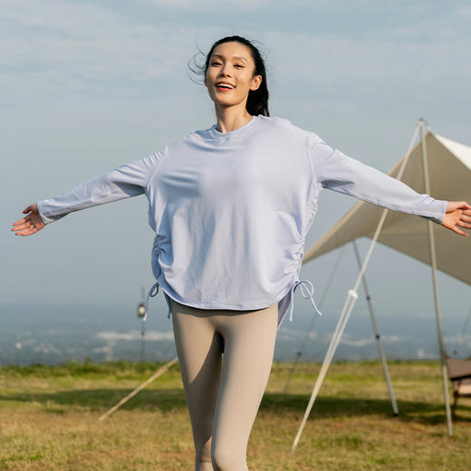 【薄卫衣线圈面料】宽松版型 侧边抽绳  前短后长不对称 长度能遮住PP卫衣 长袖罩衫 商品图1