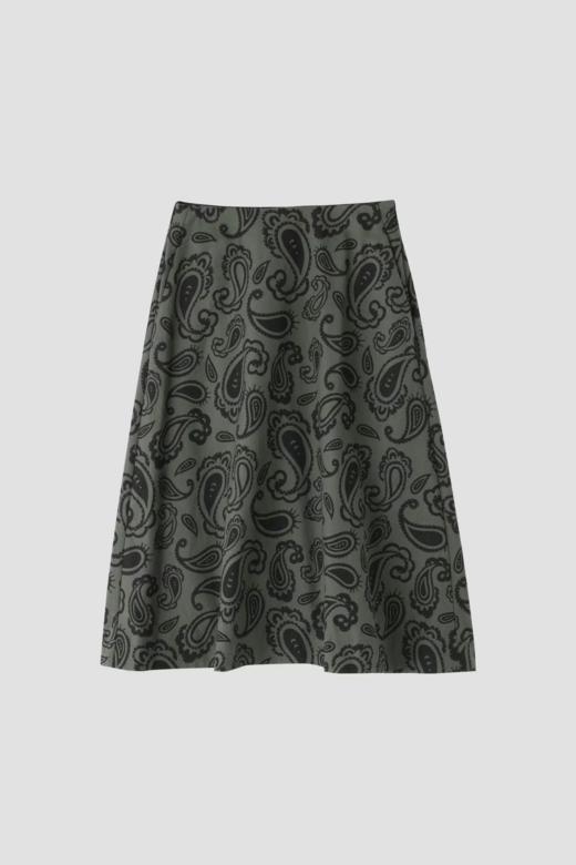 Margaret Howell 23AW 日版墨绿色佩斯利纹丝棉半裙 商品图11