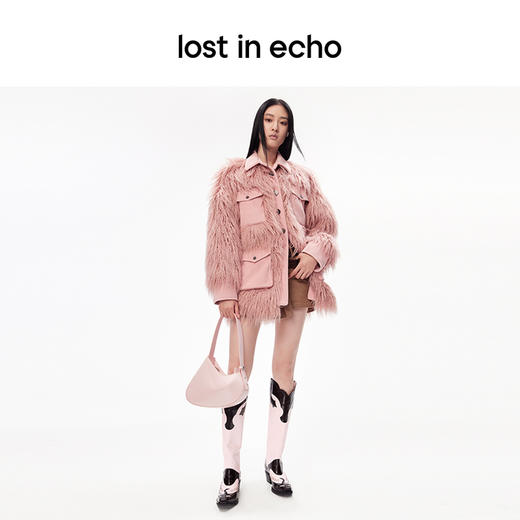 [捡漏价]lost in echo设计师品牌小众设计感西部拼接镂空花纹粗跟显瘦长靴 商品图3