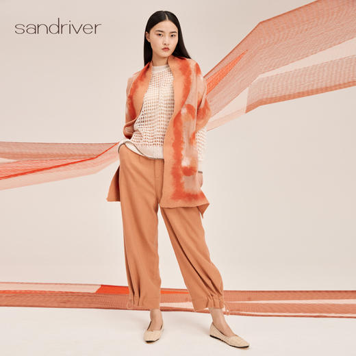 羊绒抽绳束脚休闲女裤SJF95W657W 商品图3