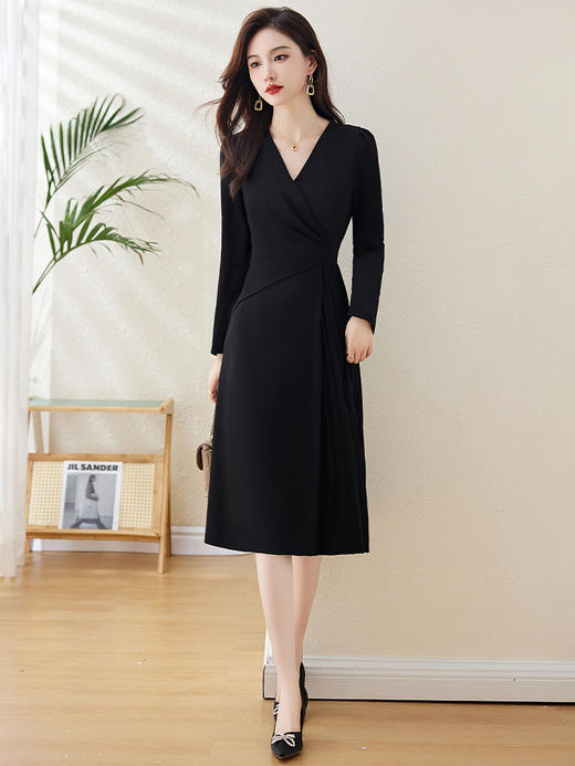 2023秋上新小个子时尚洋气修身显瘦长袖高腰A裙HRWZ51959 商品图3