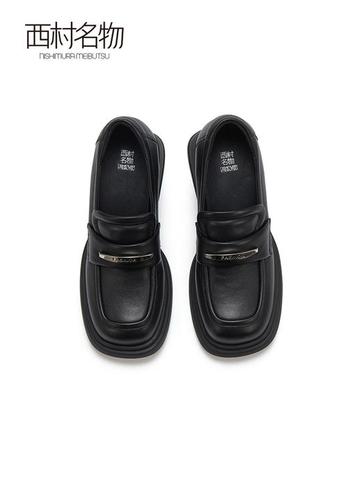 西村名物2023秋季新款圆头一脚蹬松糕厚底增高乐福鞋马衔扣单鞋X23CM34001 商品图2