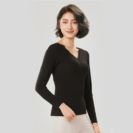 都市丽人轻暖保暖衣女5至15度适穿RA罗纹单面发热纤维薄款单件保暖衣上衣秋衣LW35A3 商品图0