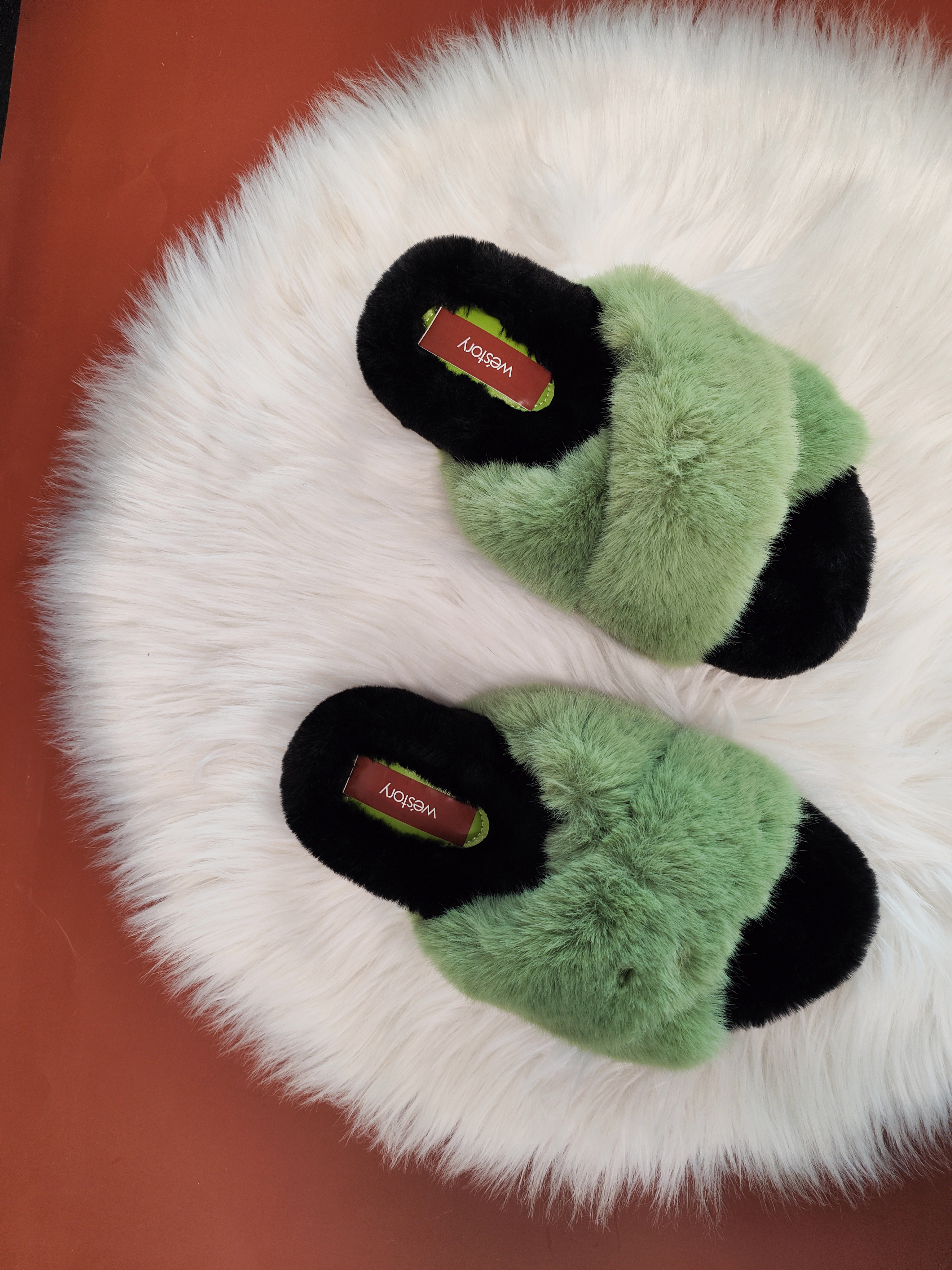 westory2023秋冬新款仙女风毛毛拖鞋网红时尚家居秋冬棉拖毛毛拖WZ23J83741（颜色随机发放）