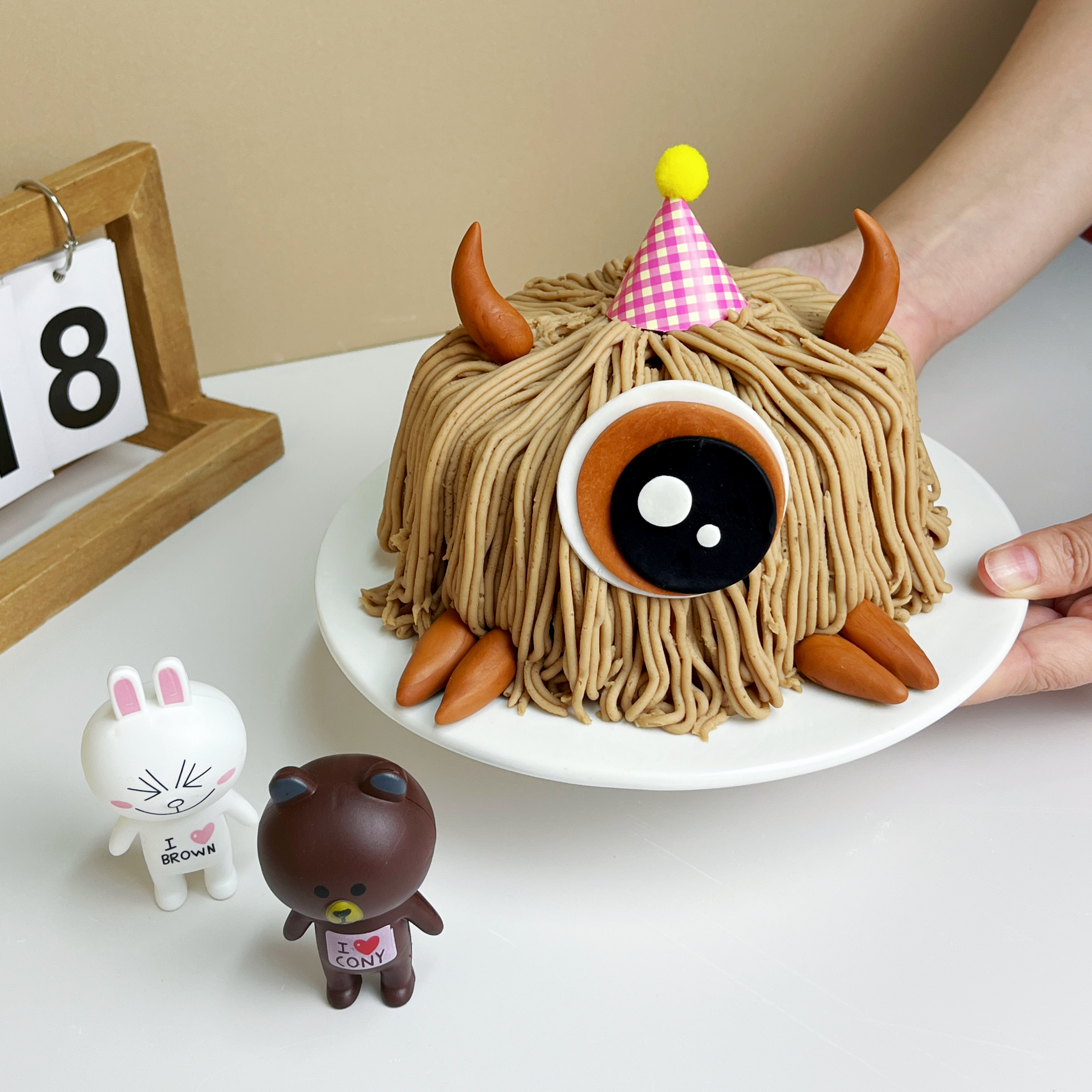 烤爱·生日蛋糕系列·毛毛大眼仔·板栗巧克力·可爱儿童聚会生日节日【仅限深圳同城配送】