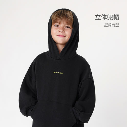 马克珍妮秋装新款男女童超舒棉时尚宽松字母连帽卫衣231711 商品图2
