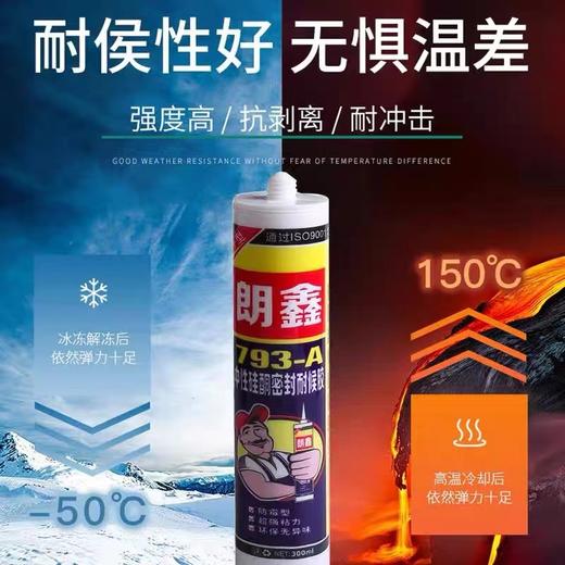 朗鑫透明玻璃胶中性硅酮密封胶793防霉防水耐候快干胶门窗密封胶家装修补防霉防水填缝胶1支 商品图2
