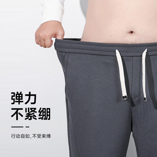 【圈】特大码【新款DQ】350斤大依优型大码男装华夫格休闲束脚运动裤加肥加大长裤胖子卫裤宽松弹力 商品图2