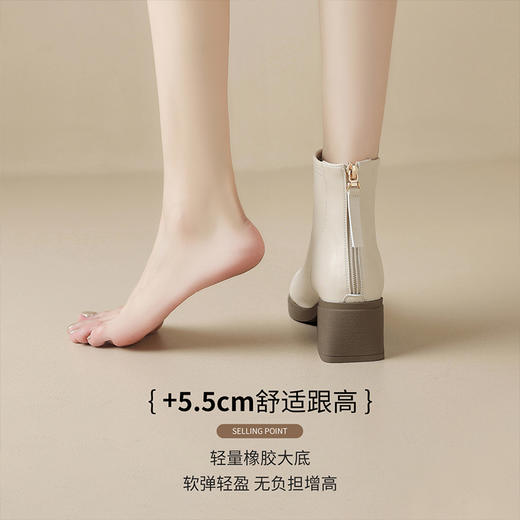 ZHR马丁靴女2023冬季新款厚底复古英伦黑色圆头英伦风气质女短靴 商品图9