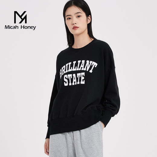 米加蜜宽松灯笼袖圆领休闲卫衣 商品图1