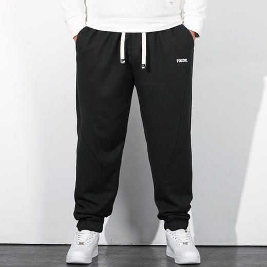 【圈】特大码【新款DQ】350斤大依优型大码男装华夫格休闲束脚运动裤加肥加大长裤胖子卫裤宽松弹力 商品图1