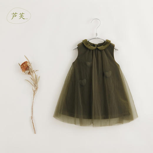 【马克珍妮 芦芙】秋冬新款 女童翻领无袖网纱丝绒连衣裙231579 商品图1