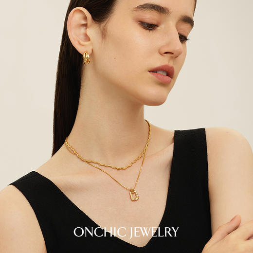 Onchic波浪纹项链女轻奢小众设计感锁骨链素链叠戴蛇骨链日常百搭 商品图1