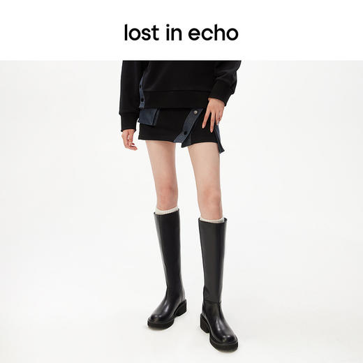 lost in echo 设计师品牌不对称口袋开衩卫衣短裙 商品图2